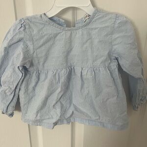 Light Blue Blouse with Gathered Design and Full Sleeves